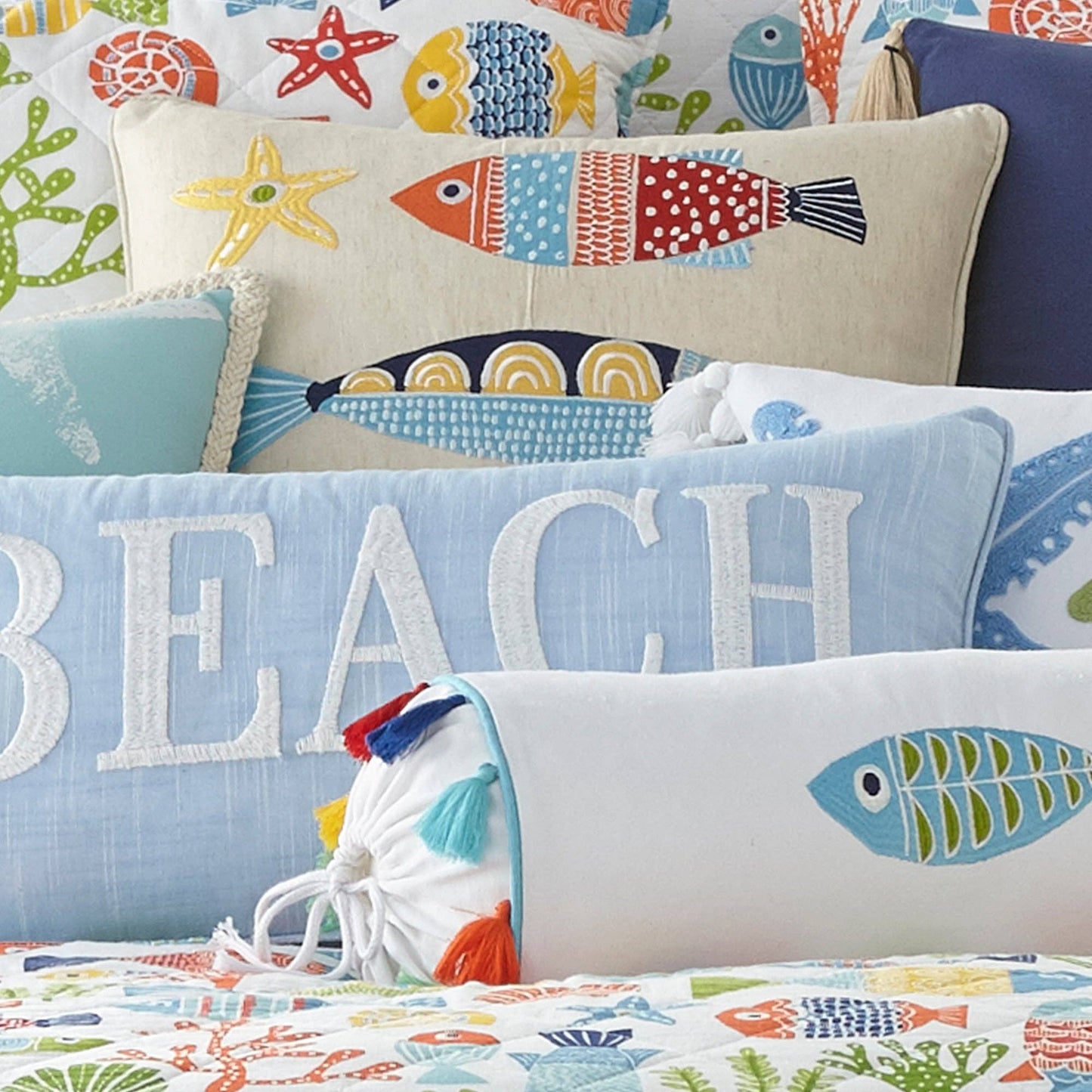 St. Anton Multi Color Fish Pillow - La Vie Est Belle