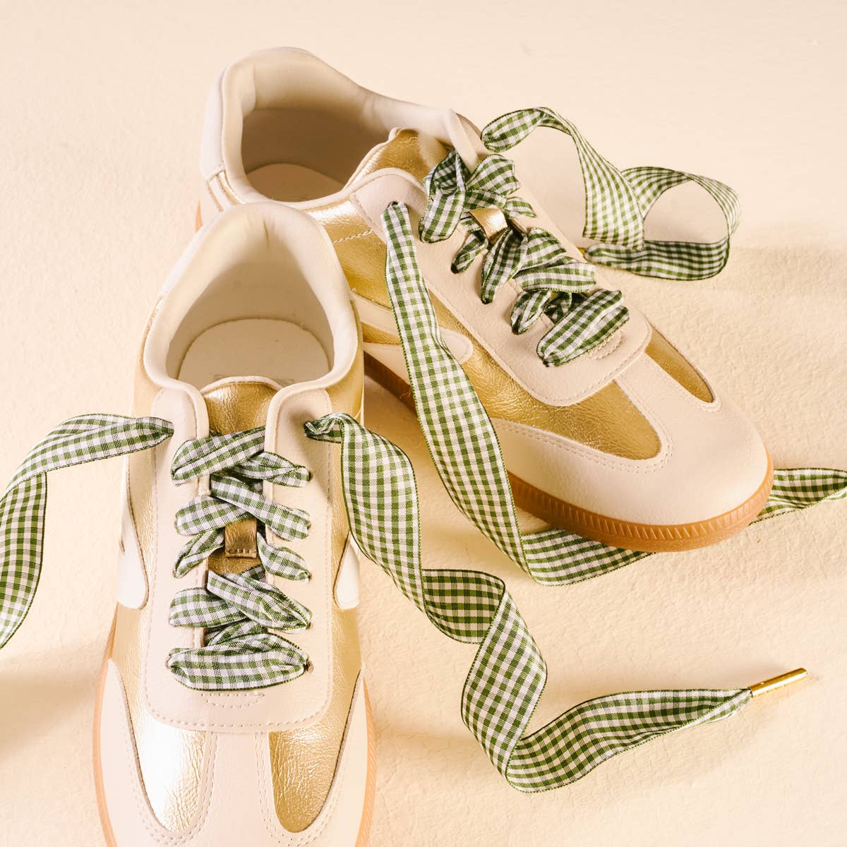 Step It Up Shoelaces–Gingham Green - La Vie Est Belle