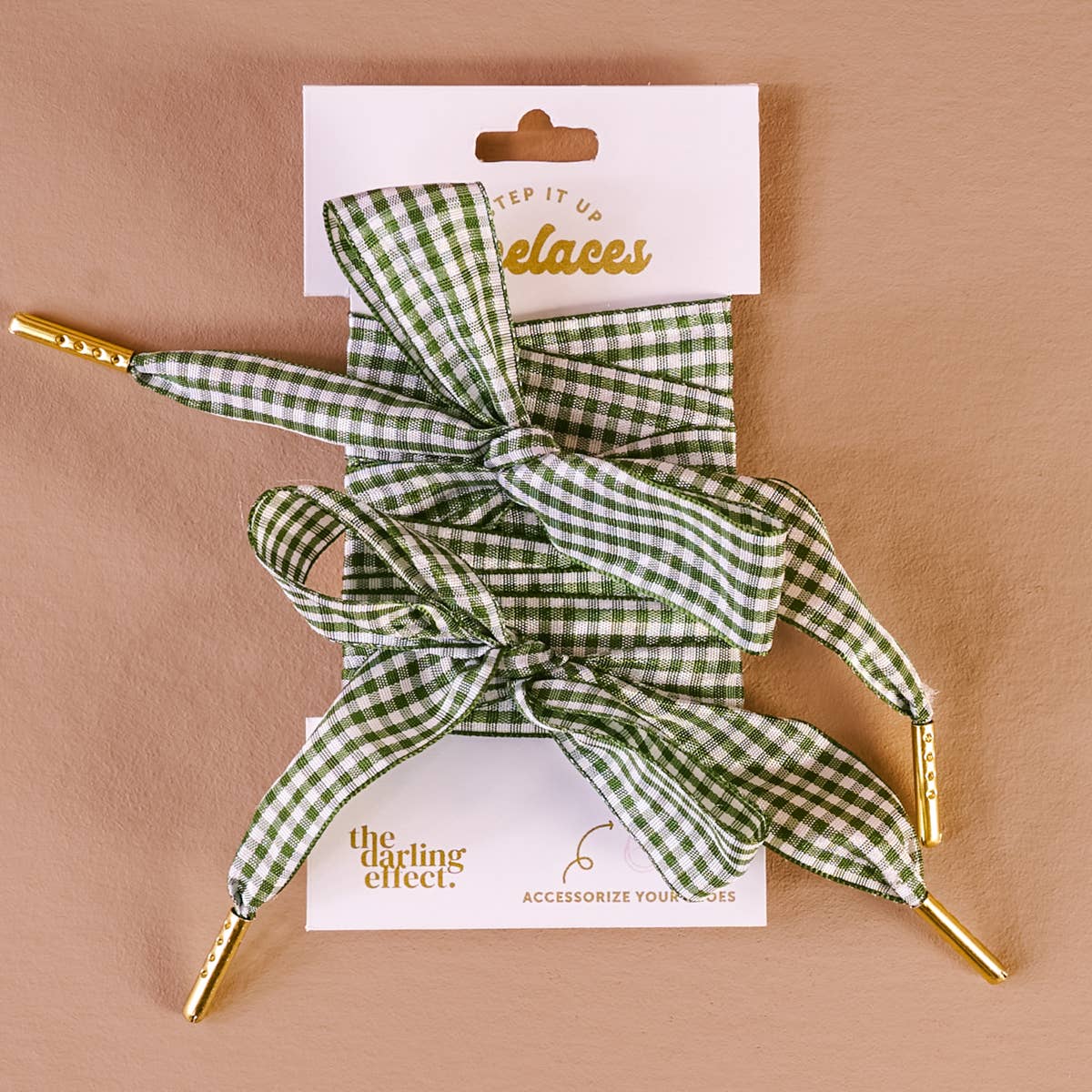 Step It Up Shoelaces–Gingham Green - La Vie Est Belle