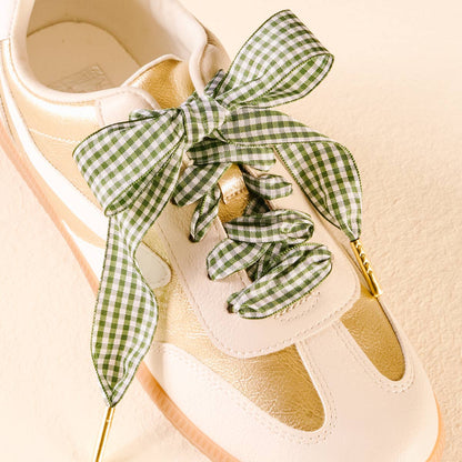 Step It Up Shoelaces–Gingham Green - La Vie Est Belle