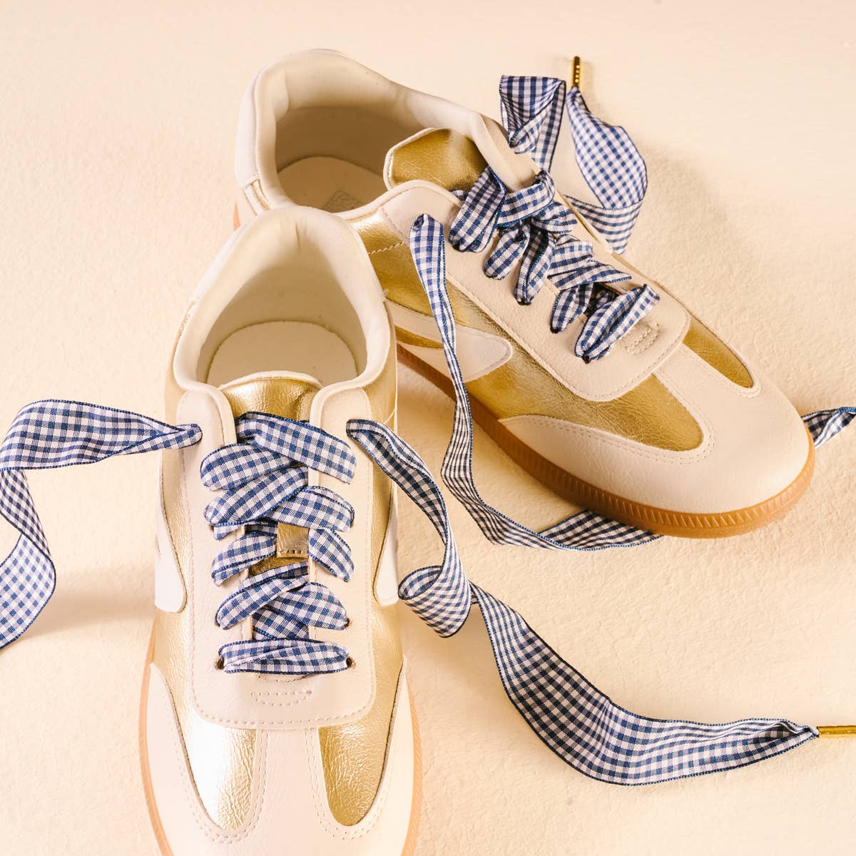 Step It Up Shoelaces–Gingham Navy - La Vie Est Belle