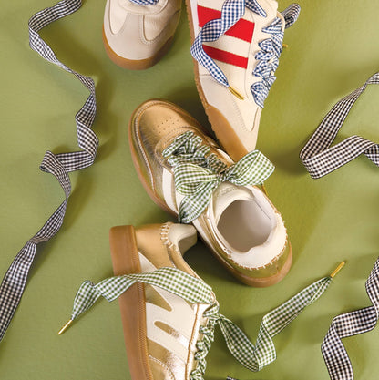 Step It Up Shoelaces–Gingham Navy - La Vie Est Belle