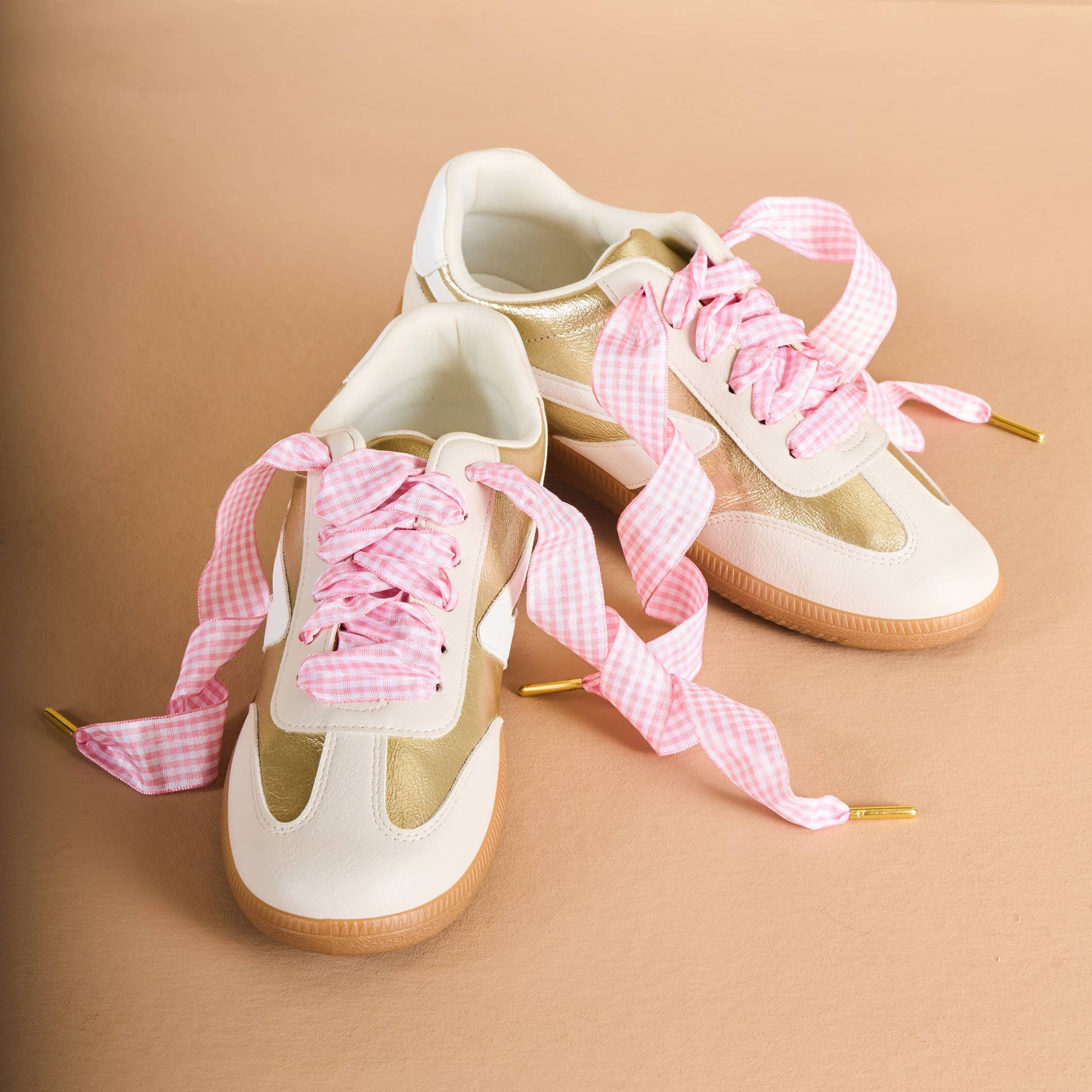 Step It Up Shoelaces–Gingham Pink - La Vie Est Belle