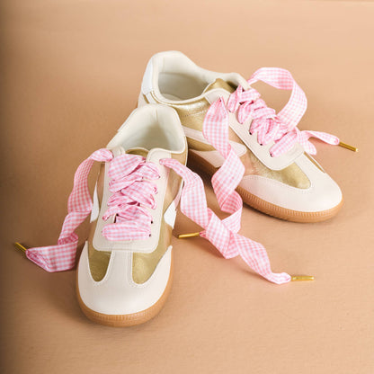 Step It Up Shoelaces–Gingham Pink - La Vie Est Belle