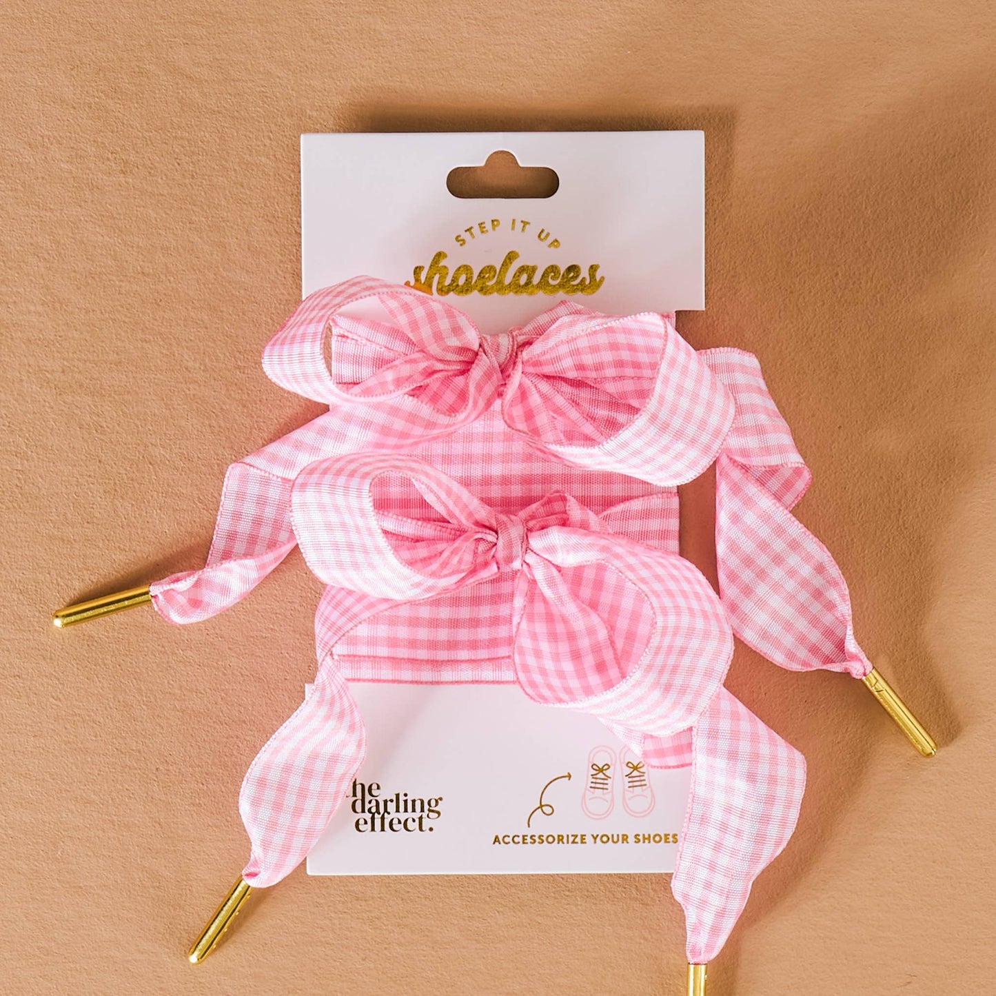 Step It Up Shoelaces–Gingham Pink - La Vie Est Belle