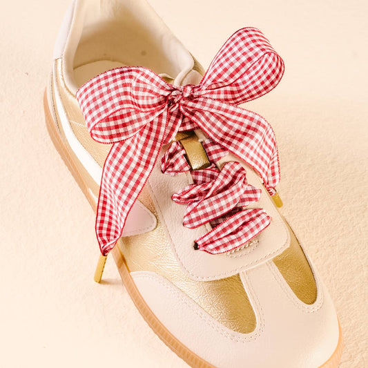 Step It Up Shoelaces–Gingham Red - La Vie Est Belle