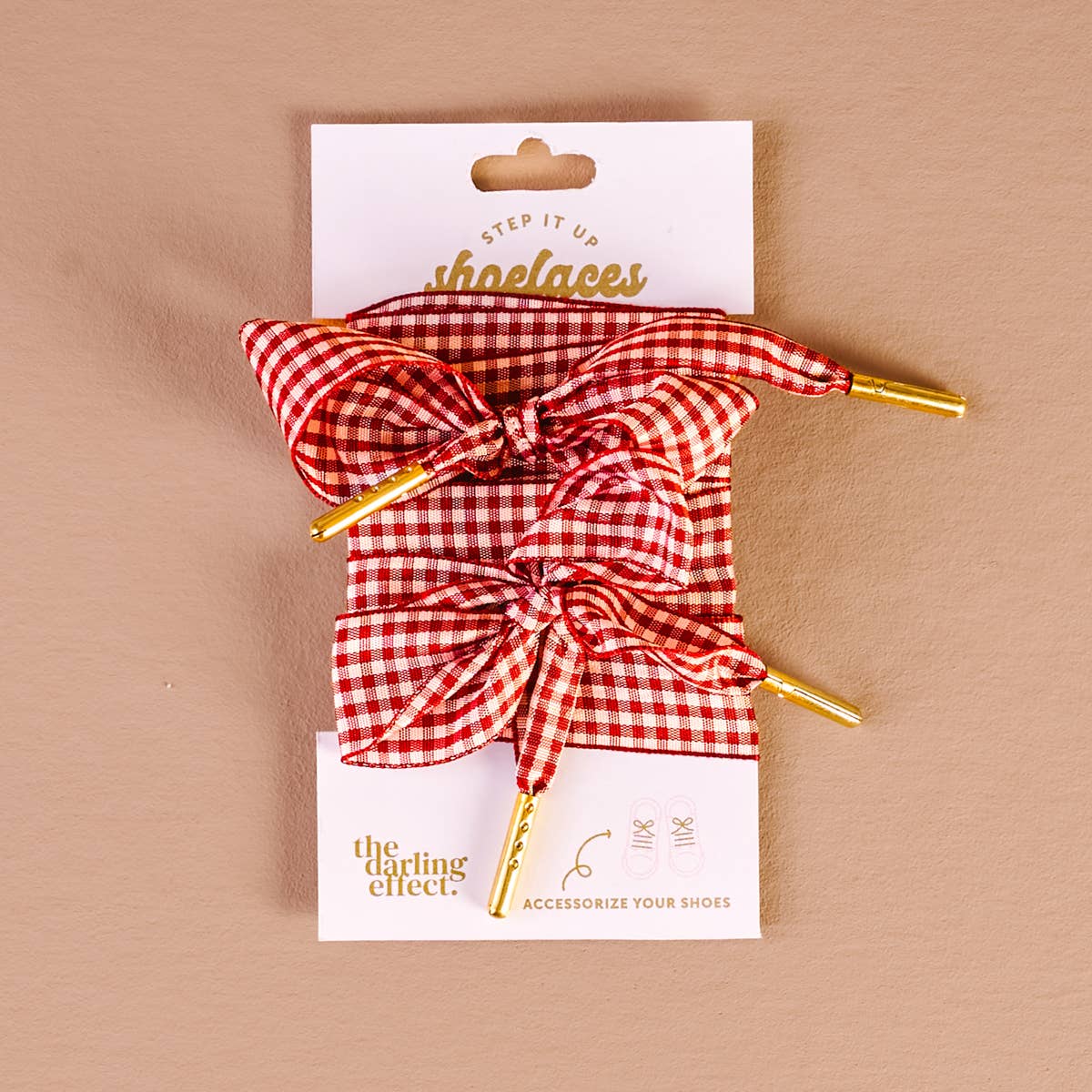 Step It Up Shoelaces–Gingham Red - La Vie Est Belle