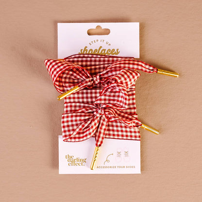Step It Up Shoelaces–Gingham Red - La Vie Est Belle