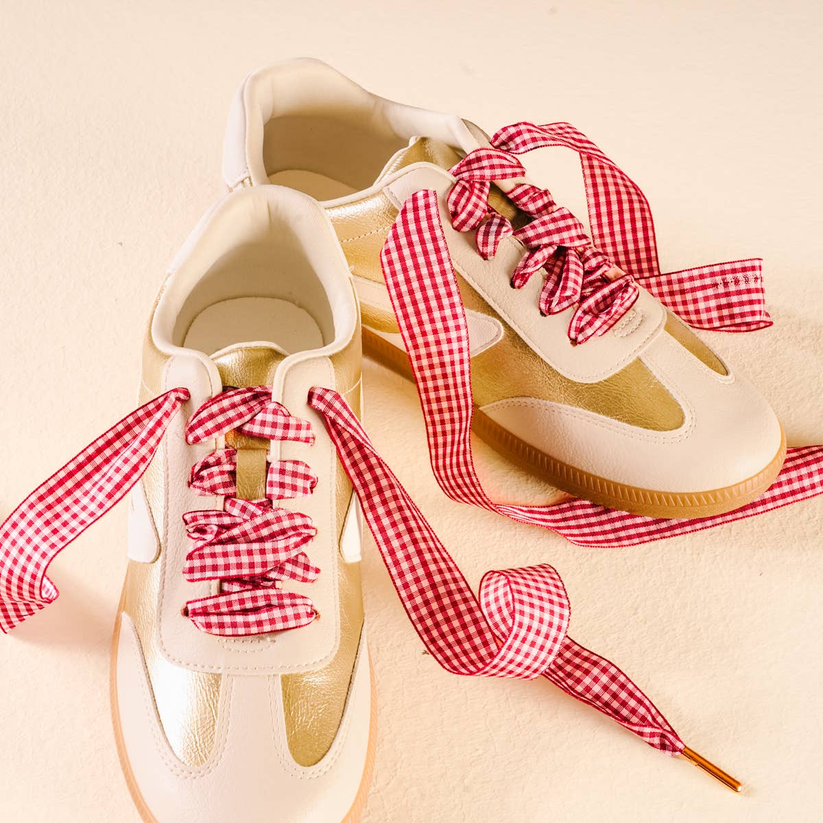 Step It Up Shoelaces–Gingham Red - La Vie Est Belle