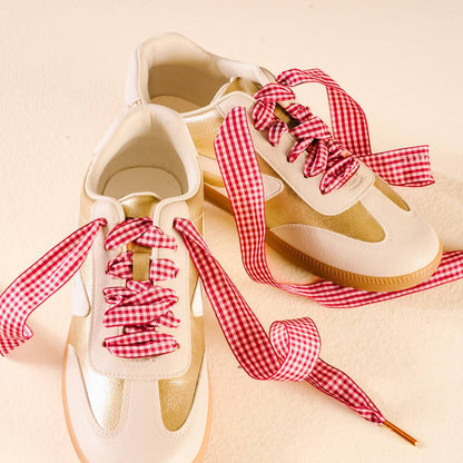 Step It Up Shoelaces–Gingham Red - La Vie Est Belle