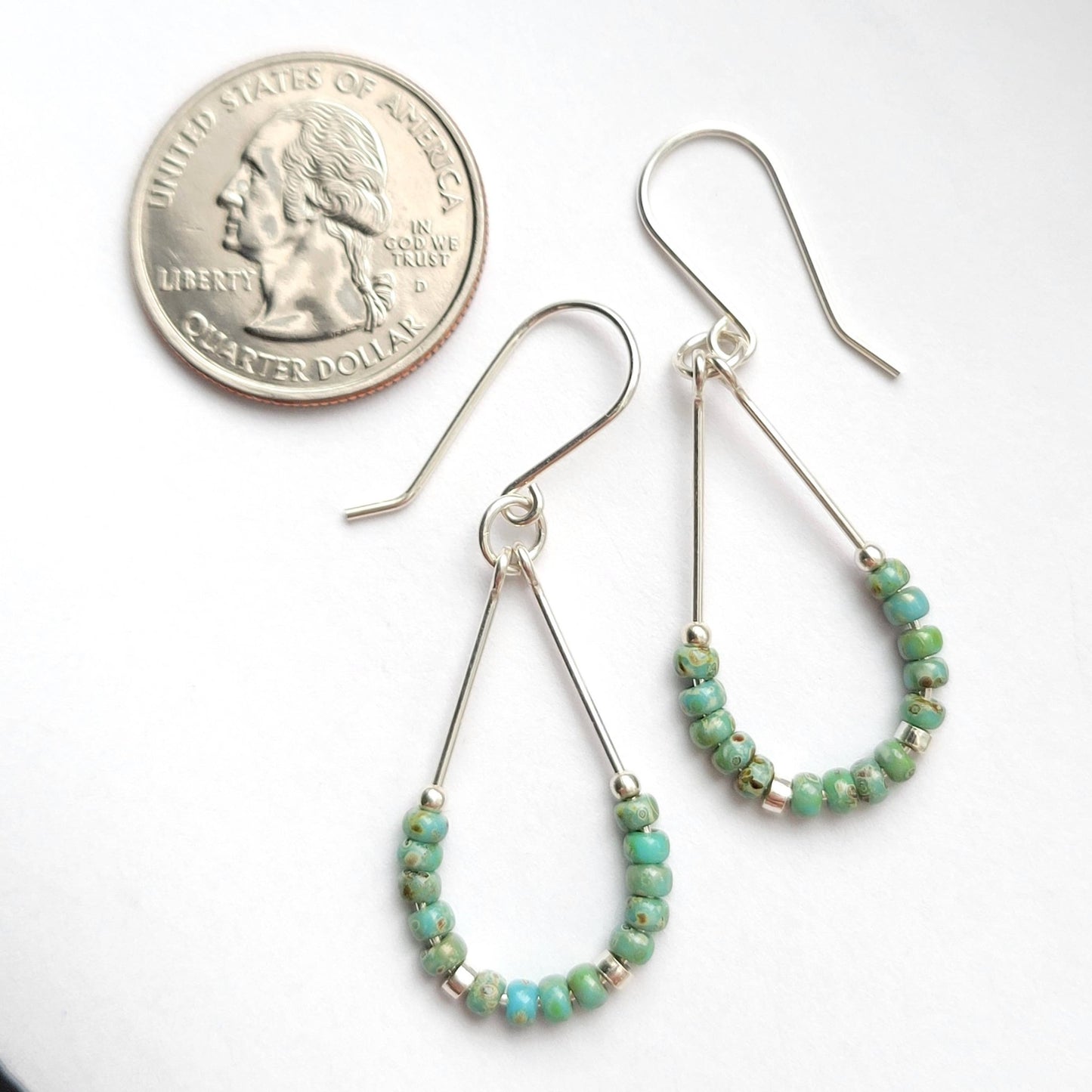 Sterling Silver Hoops with Turquoise Beads - La Vie Est Belle