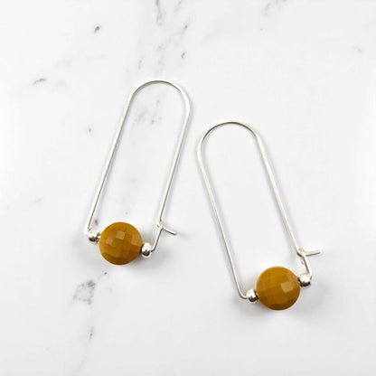 Sterling Silver & Yellow Mookaite Arc Earrings - La Vie Est Belle