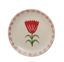 Stoneware Plate w Flower - La Vie Est Belle