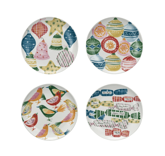 Stoneware Plate w/ Seasonal Pattern, 4 Styles - La Vie Est Belle
