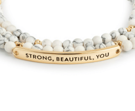Strong, Beautiful, You Necklace/Bracelet - White Mix - La Vie Est Belle