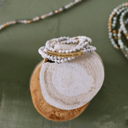 Strong, Beautiful, You Necklace/Bracelet - White Mix - La Vie Est Belle