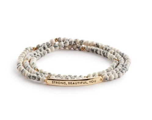 Strong, Beautiful, You Necklace/Bracelet - White Mix - La Vie Est Belle