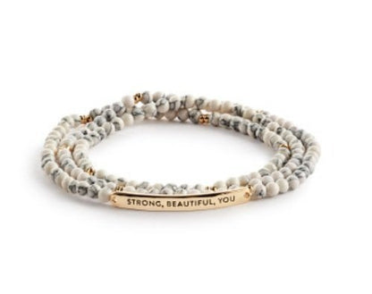 Strong, Beautiful, You Necklace/Bracelet - White Mix - La Vie Est Belle