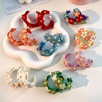 Summer Embroidered Flower Stud Earrings - La Vie Est Belle