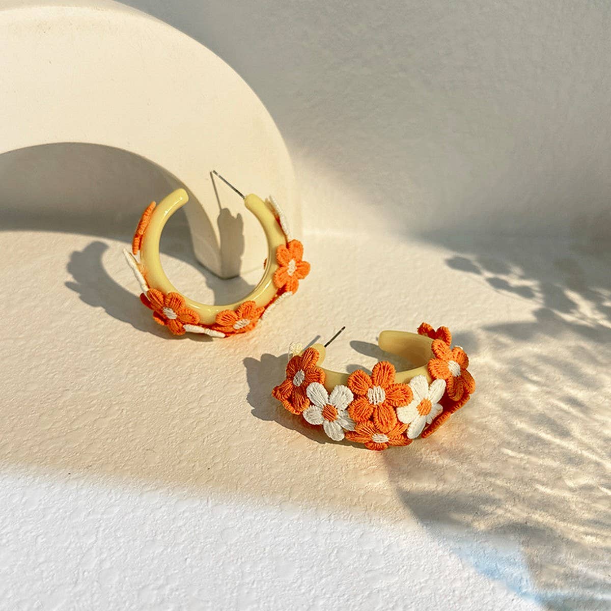 Summer Embroidered Flower Stud Earrings - La Vie Est Belle