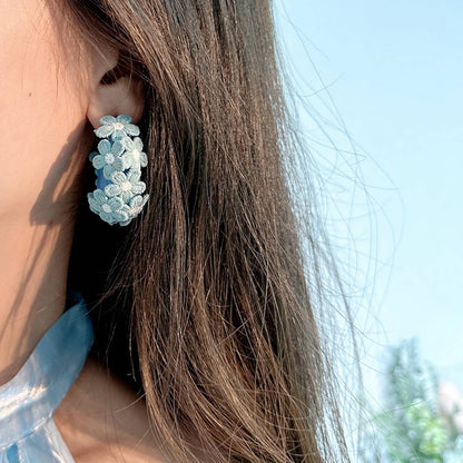 Summer Embroidered Flower Stud Earrings - La Vie Est Belle