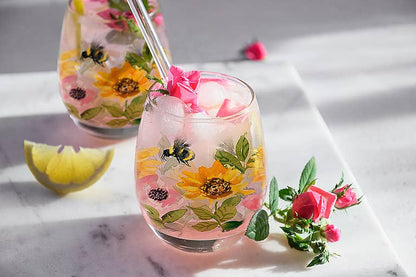 Sunflowers & Bees Wine Glass (14oz) - La Vie Est Belle