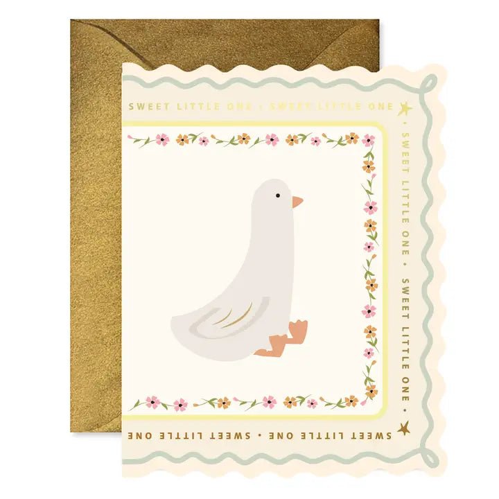 Sweet Little Goose Scallop Greeting Card - La Vie Est Belle