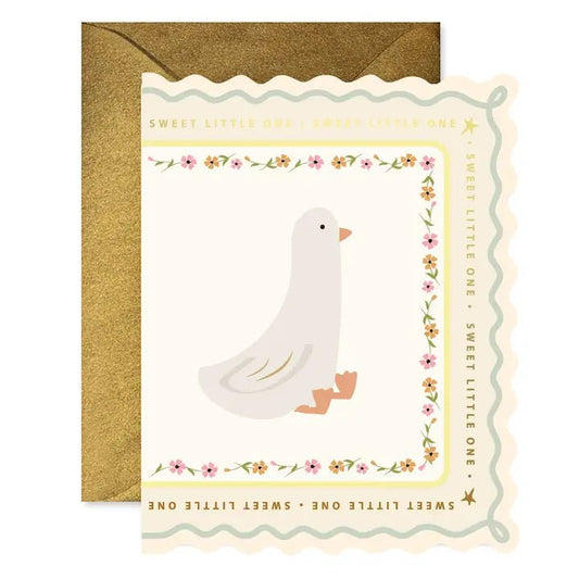 Sweet Little Goose Scallop Greeting Card - La Vie Est Belle