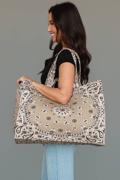 Tan Bandana Tote - La Vie Est Belle