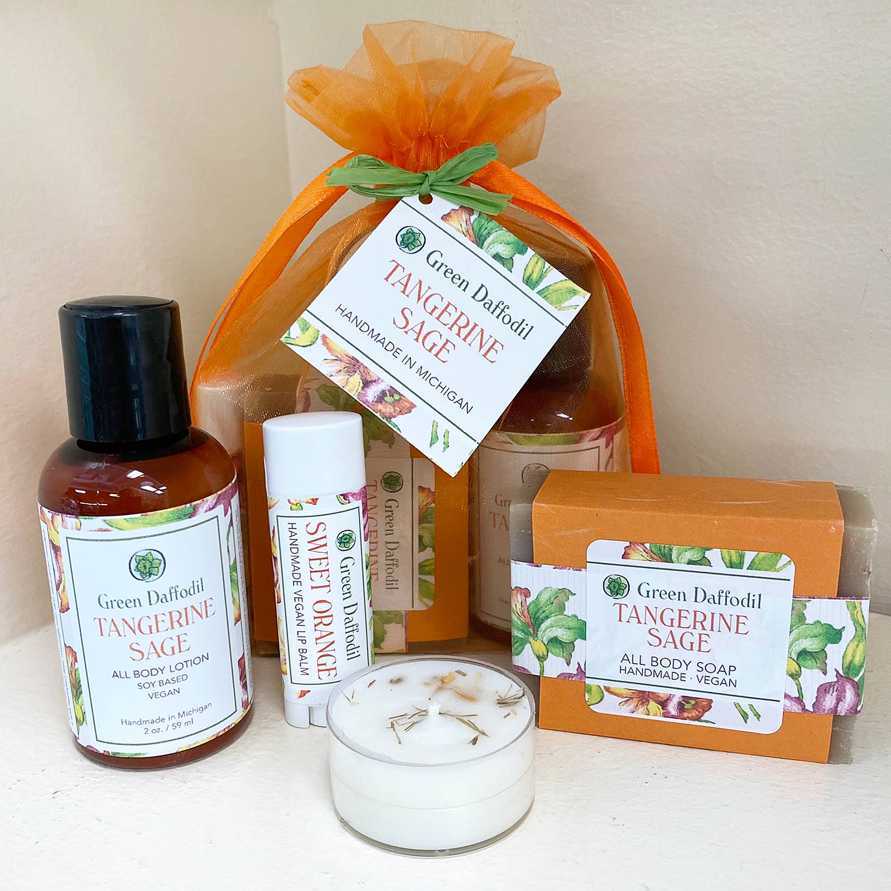 Tangerine Sage Organdy Quartet Gift Set - Citrus Fruity - La Vie Est Belle