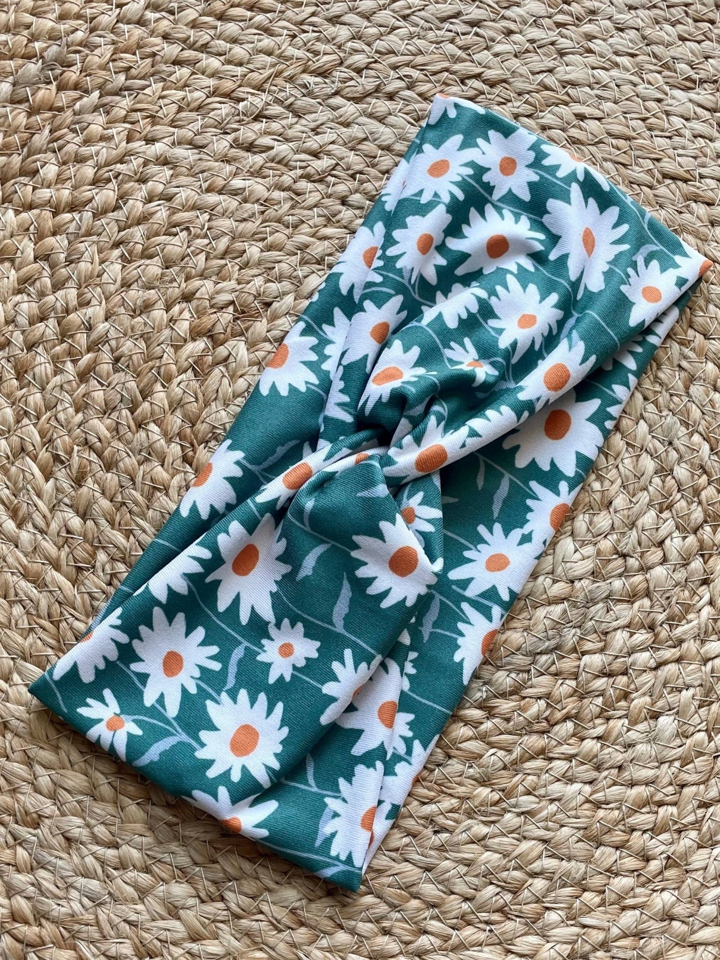 Teal Daisy Knit Twist Headband - La Vie Est Belle