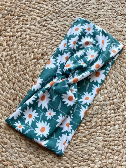 Teal Daisy Knit Twist Headband - La Vie Est Belle
