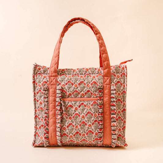The Everyday Quilted Tote Bag–Everbloom Dusty Rose - La Vie Est Belle