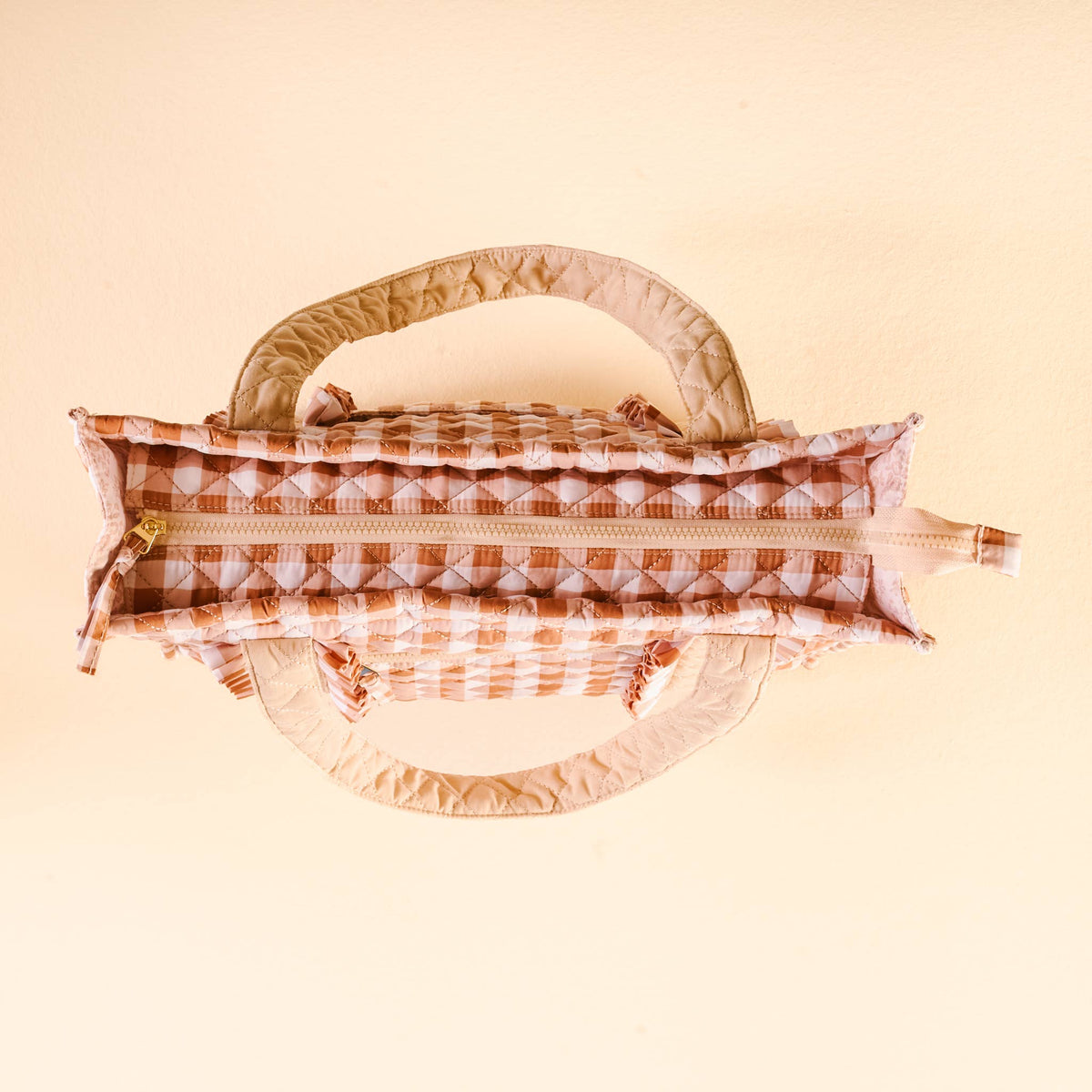 The Everyday Quilted Tote Bag-Maple Gingham - La Vie Est Belle