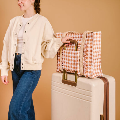 The Everyday Quilted Tote Bag-Maple Gingham - La Vie Est Belle