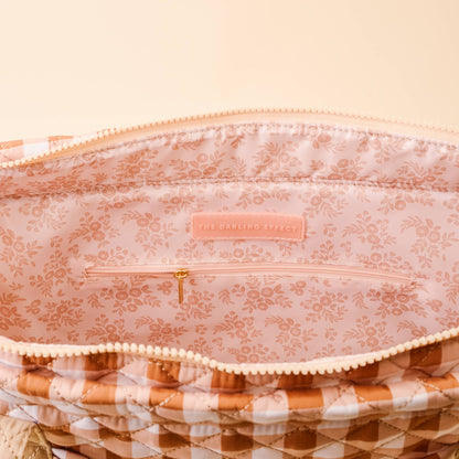 The Everyday Quilted Tote Bag-Maple Gingham - La Vie Est Belle