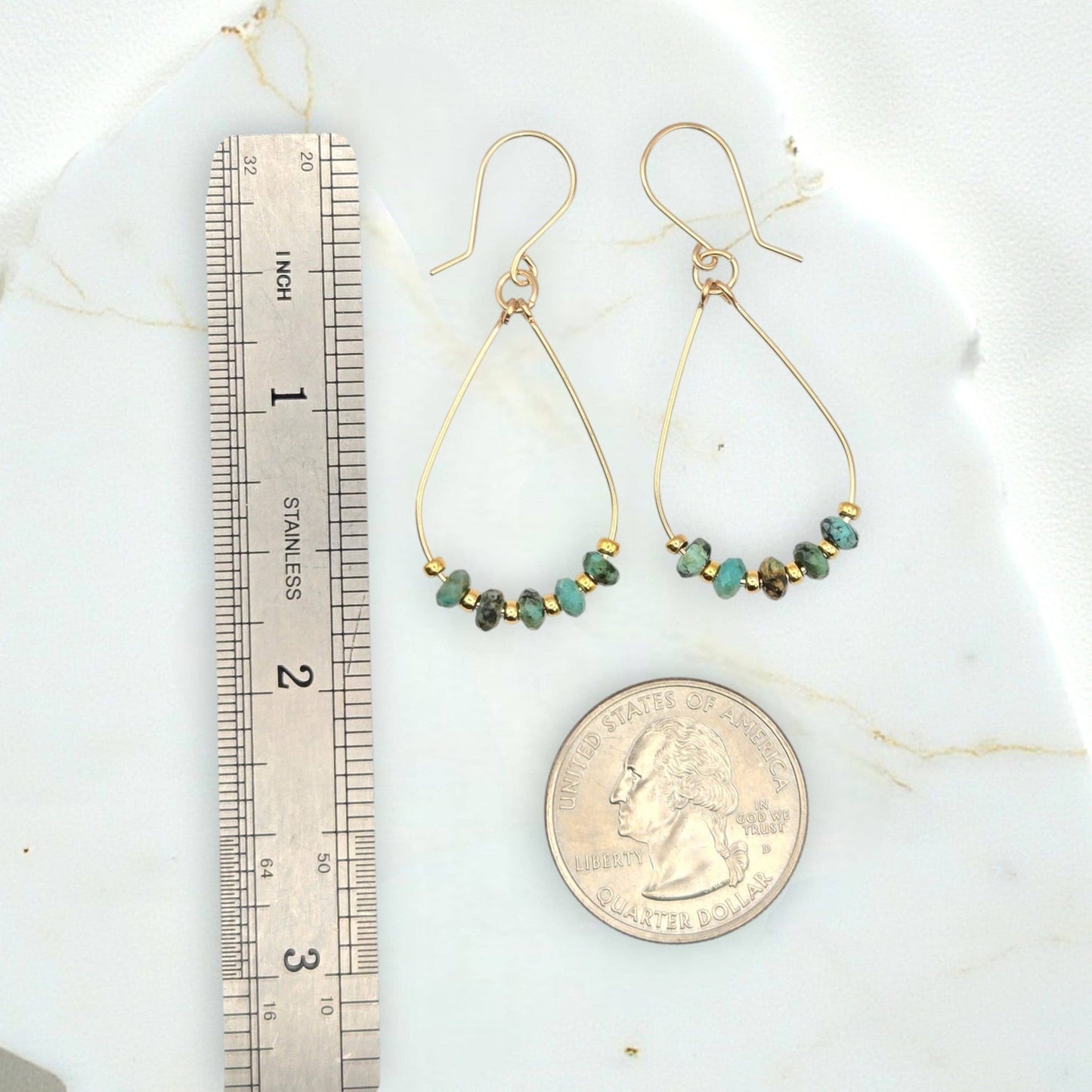 Turquoise Teardrop Hoop Earrings | Silver | - La Vie Est Belle