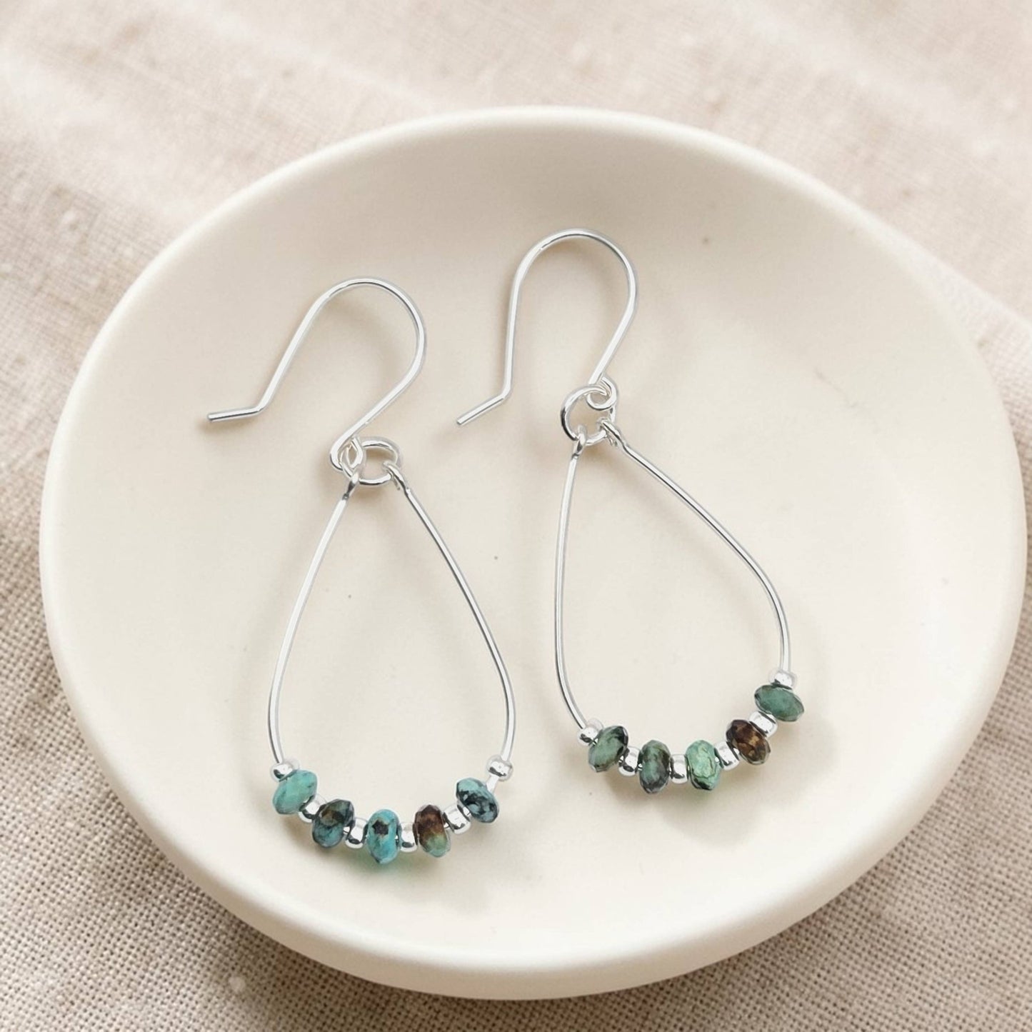 Turquoise Teardrop Hoop Earrings | Silver | - La Vie Est Belle