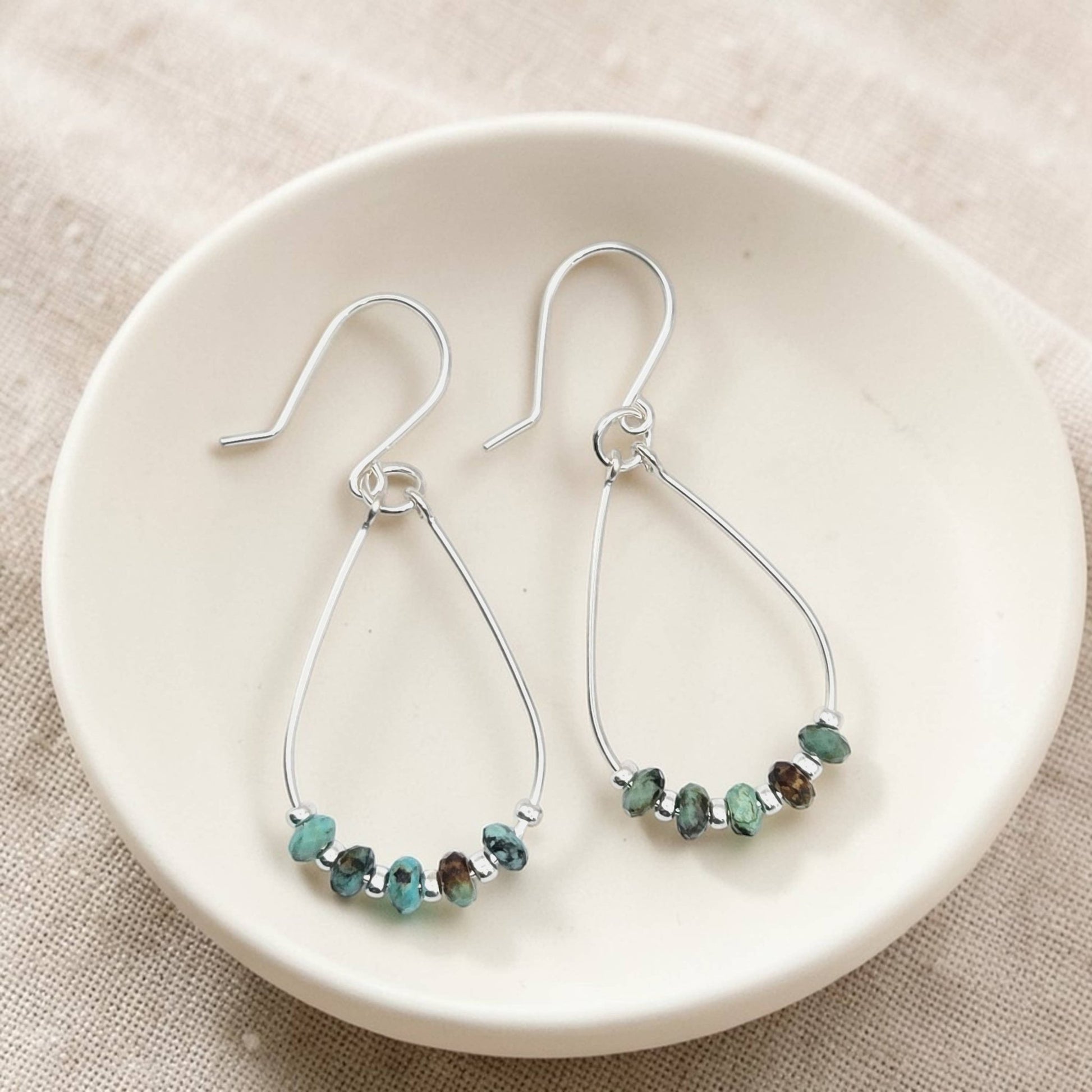 Turquoise Teardrop Hoop Earrings | Silver | - La Vie Est Belle
