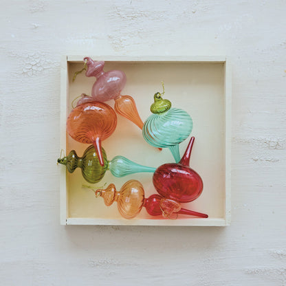 Two-Tone Glass Finial Ornament, 6 Styles - La Vie Est Belle