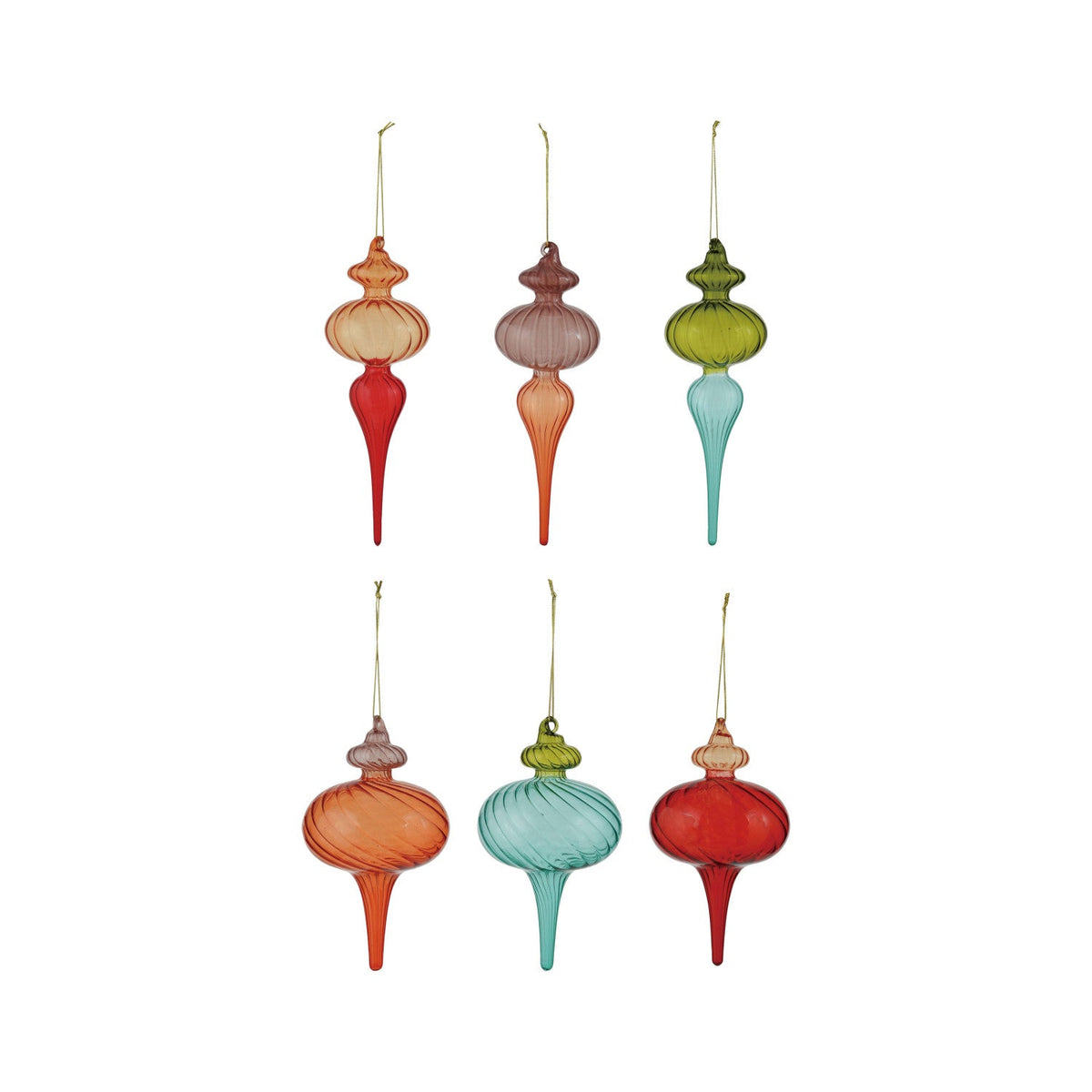 Two-Tone Glass Finial Ornament, 6 Styles - La Vie Est Belle