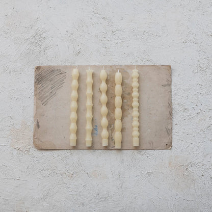 Unscented Taper Candles in Box, Cream Color, Set of 5 - La Vie Est Belle