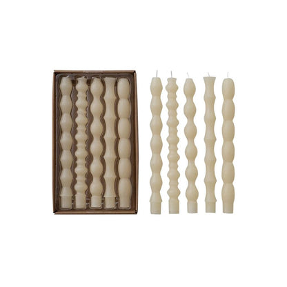 Unscented Taper Candles in Box, Cream Color, Set of 5 - La Vie Est Belle