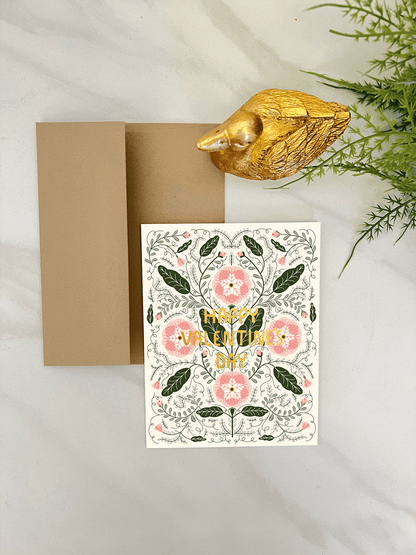 Valentine's Floral Gold Foil Greeting Card - La Vie Est Belle