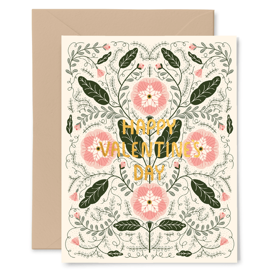Valentine's Floral Gold Foil Greeting Card - La Vie Est Belle