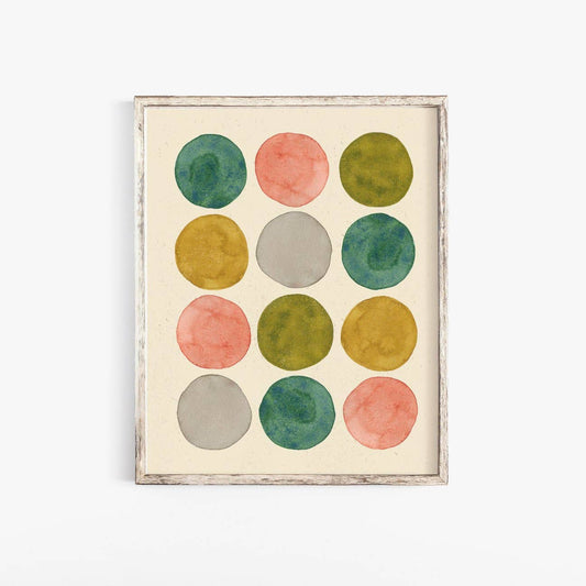 Wall Art Print Watercolor Dots - Pink + Green - La Vie Est Belle