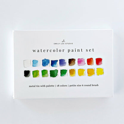Watercolor paint set 18 colors with brush - La Vie Est Belle