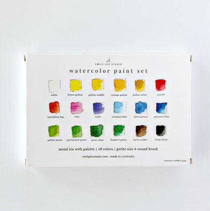 Watercolor paint set 18 colors with brush - La Vie Est Belle