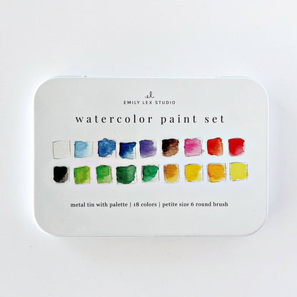 Watercolor paint set 18 colors with brush - La Vie Est Belle