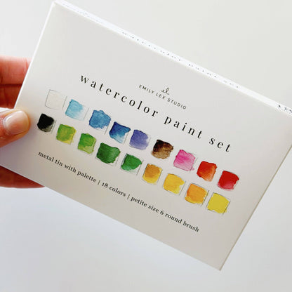 Watercolor paint set 18 colors with brush - La Vie Est Belle